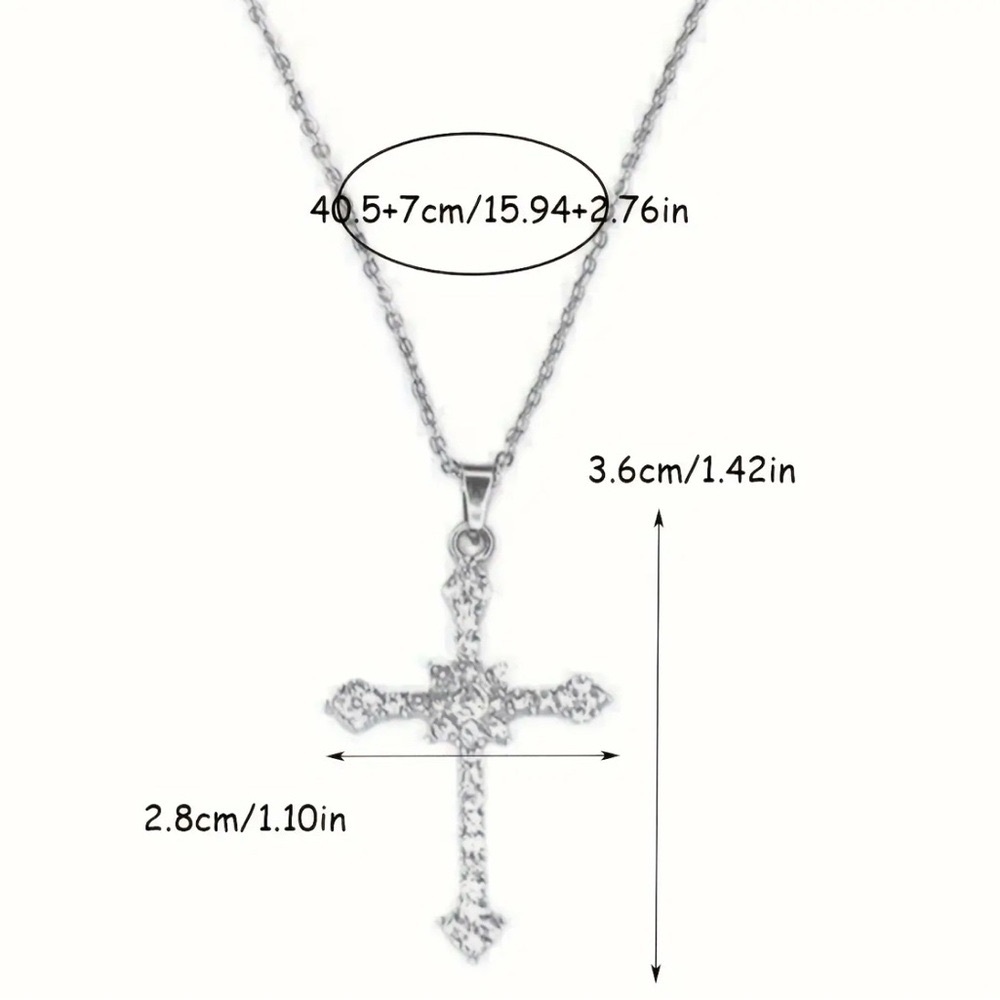 Cross Starburst Crystal Pendant Necklace With Lobster Clasp - Picture 4 of 4